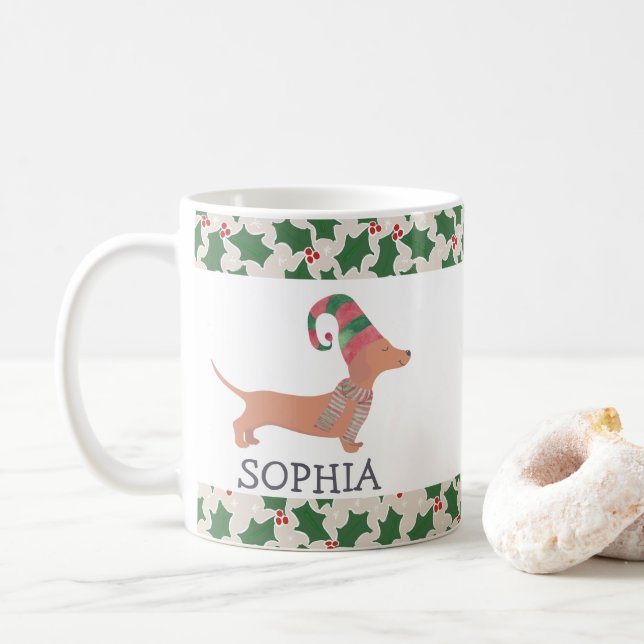 God jul Cute Dachshund Hund Kaffemugg (Med munk)