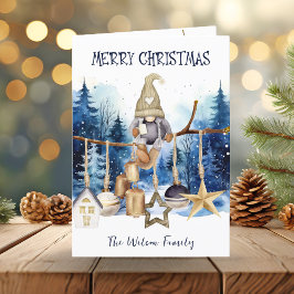 God jul Cute Dam Gnome på Blue Forest Helgkort