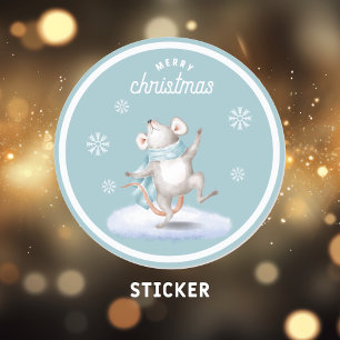 God jul Cute Dancing Mouse Runt Klistermärke