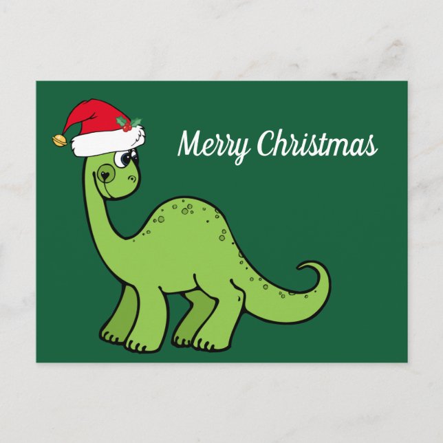 God jul Cute Dinosaur Anpassningsbar Grönt Helg Vykort (Framsida)