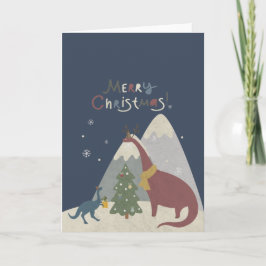 God jul Cute Dinosaurs Kort