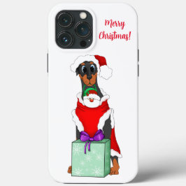 God jul Cute Doberman i Santa Outfit