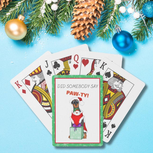 God jul Cute Doberman i Santa Outfit Casinokort (Skapare uppladdad)