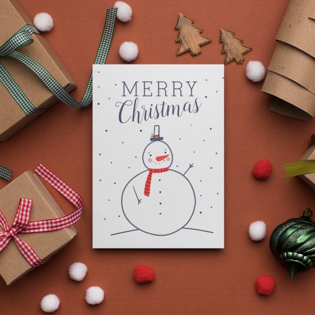 God Jul | Cute Doodle Snögubbe Helg Vykort (Skapare uppladdad)