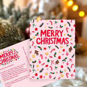 GOD JUL Cute Doodle Whimsical ANPASSNINGSBAR Vykort