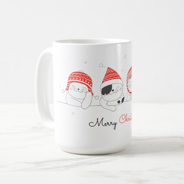 God jul Cute Draw Cats Coffee Mugg (Framsida vänster)