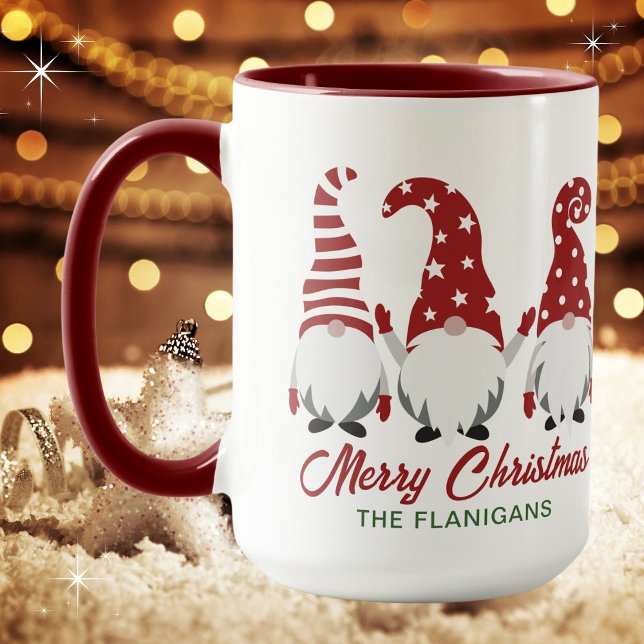 God jul Cute Festive Gnomes Personlig Mugg (Available in multiple mug types. Personalize with your name or leave blank. Merry Christmas!
)