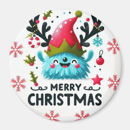 God jul Cute Fluffy goofy monster Magnet