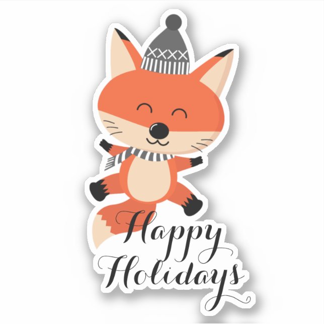 God jul Cute Fox ID854 Klistermärken (Framsida)