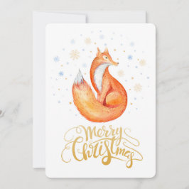 god jul Cute Fox och Snöflingor Card Julkort