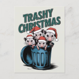 God jul Cute Funny Racoons Vykort