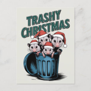God jul Cute Funny Racoons Vykort