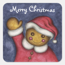 God jul Cute Gingertea Cookie Stickers Fyrkantigt Klistermärke