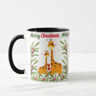 God jul Cute Giraffe i en djungel Mugg