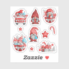 God jul Cute Gnome För barn Blue Red Klistermärken