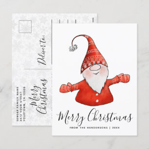 God jul Cute Gnome Modern Helg Vykort