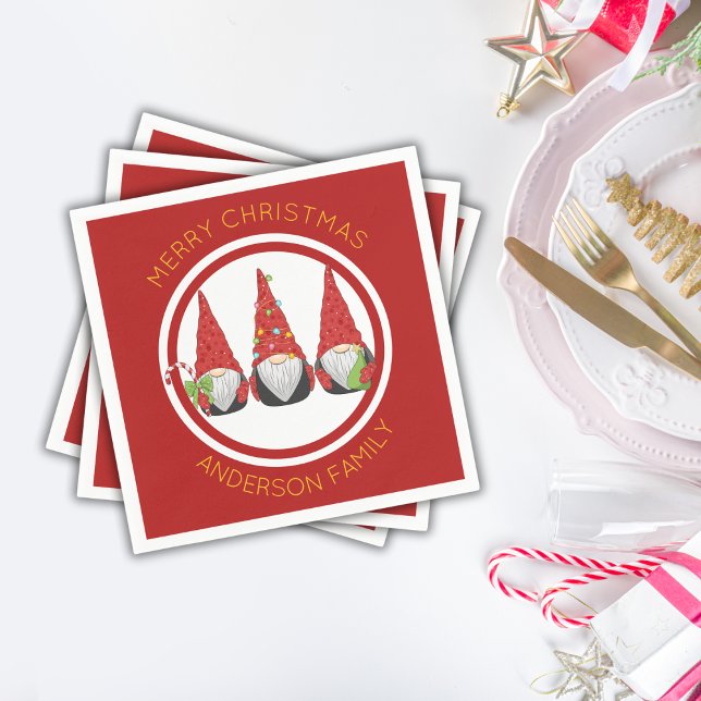God jul Cute Gnomes Pappersservett (Skapare uppladdad)