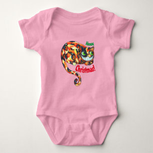 God jul Cute Grinning Calico Cat Big Ögon T Shirt