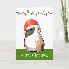God jul Cute Guinea-Gris Santa Helgkort