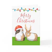 God jul Cute Guinea Grisar Santa Reindeer