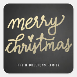 God jul Cute Handskriftlig skriptkalkboard Fyrkantigt Klistermärke