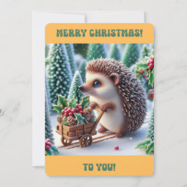 GOD JUL Cute Hedgehog Flat Helgdag Card Julkort