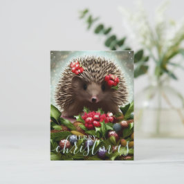 God jul Cute Hedgehog Helg Vykort