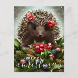God jul Cute Hedgehog Helg Vykort