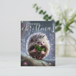 God jul Cute Hedgehog Helg Vykort