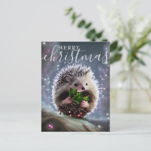 God jul Cute Hedgehog Helg Vykort