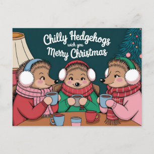 God jul Cute Hedgehog Vykort