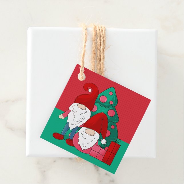 GOD JUL | Cute Helgdag Gnomes Gåvor Etiketter (På plats)