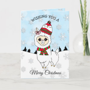 God jul Cute Helgdag Llama Festive Kort