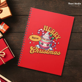 God jul Cute Hett Chocolate Mugg Family Anteckningsbok