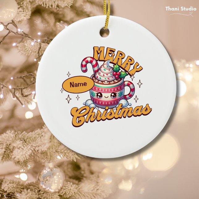 God jul Cute Hett Chocolate Mugg Family Julgransprydnad Keramik (Skapare uppladdad)