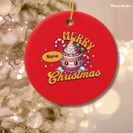 God jul Cute Hett Chocolate Mugg Family Julgransprydnad Keramik