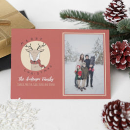 God jul Cute Hjort Family Photo Julkort