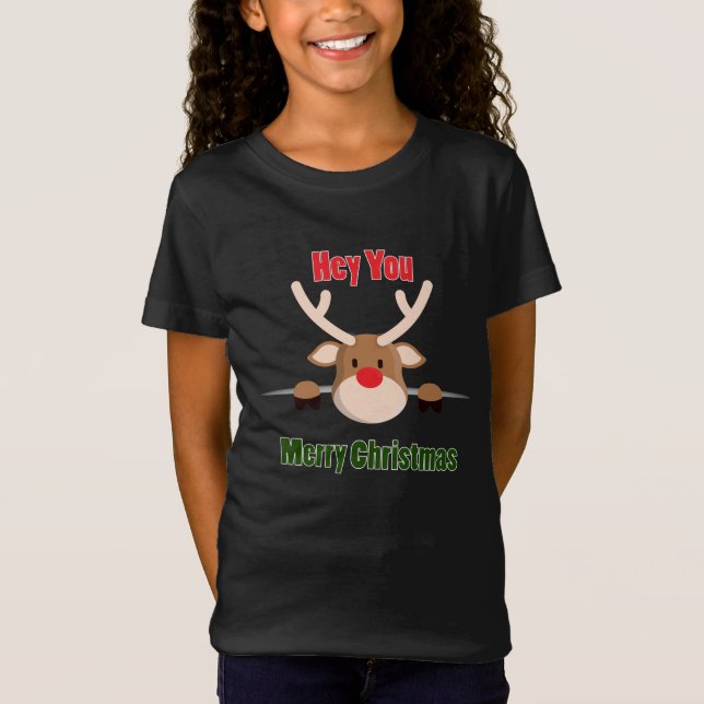 God jul Cute Hjort T Shirt (Framsida)