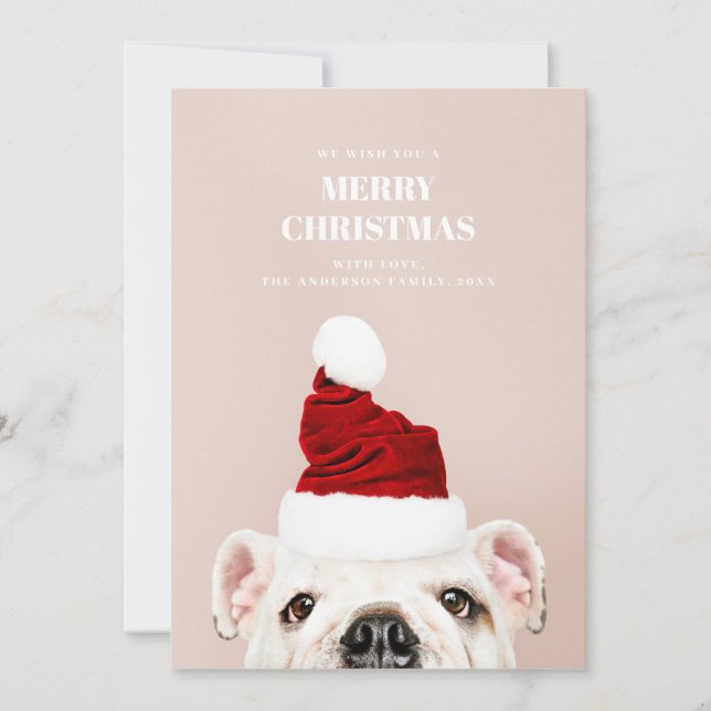 God jul. Cute hund. Animaliskt Jultomten Julkort (Framsida)