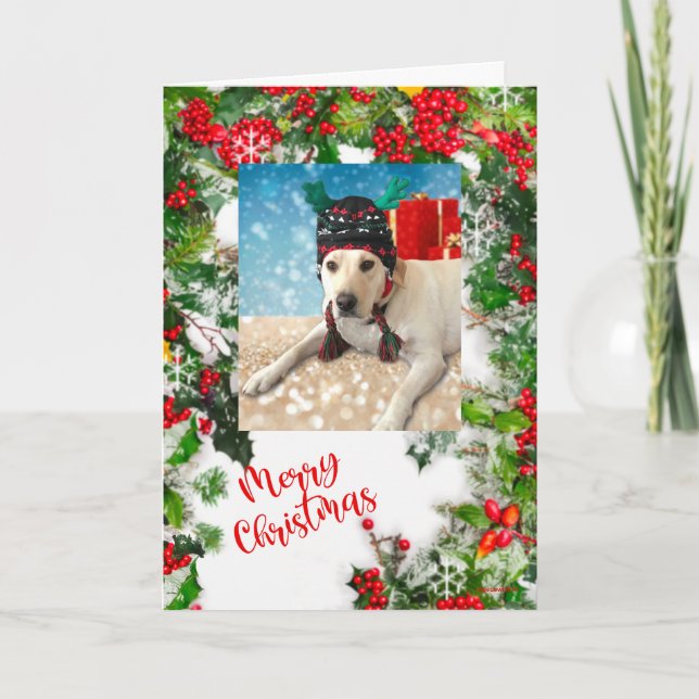 God jul Cute Hund med Antlers Anpassa Helgkort (Framsida)