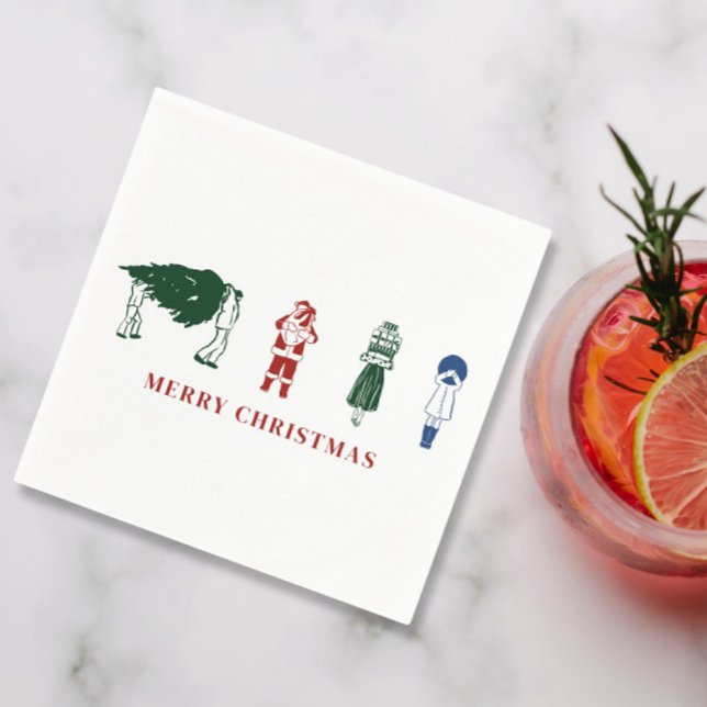 God jul Cute Illustration Pappersservett (Skapare uppladdad)