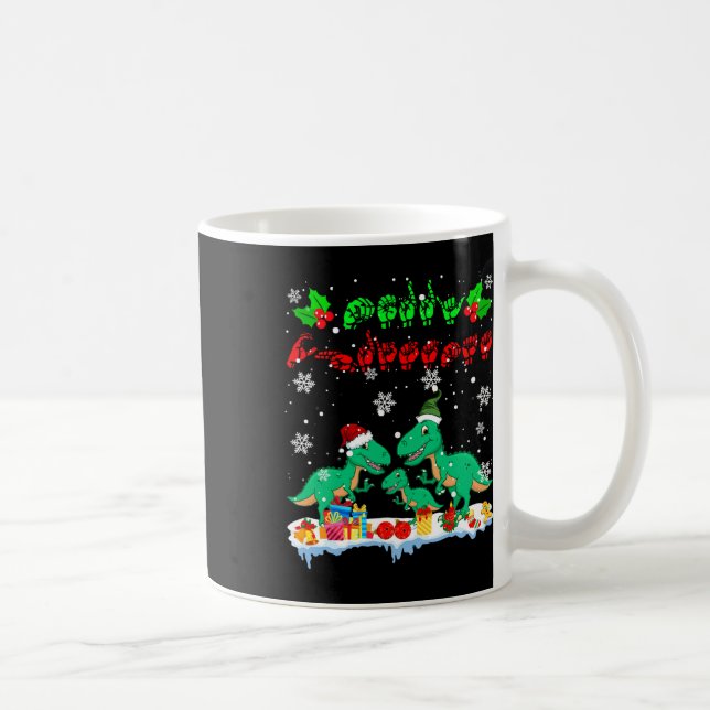 God jul Cute Julafton T-rex Asl Sign Language Kaffemugg (Höger)