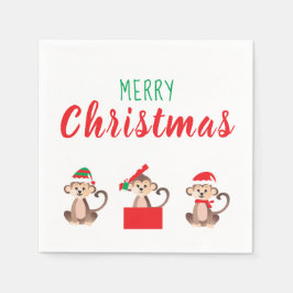 God jul Cute Jungle Monkey Pappersservett