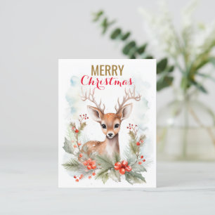 God jul Cute Kära Hjort Winter Funny Helg Vykort