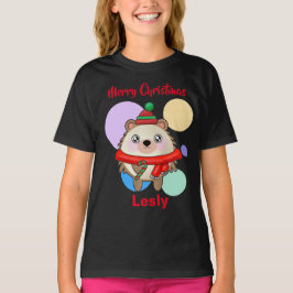 God jul Cute Kawaii Friendly Hedgehog T Shirt