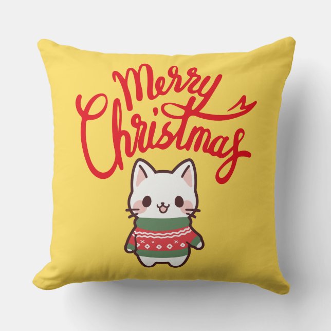 God jul Cute Kawaii Kitten Kudde (Framsida)