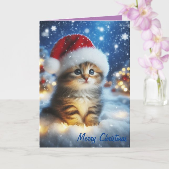 God jul Cute Kitten Kort (Orkide)