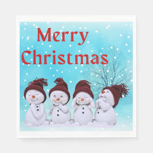 God jul Cute Little Snögubbars Pappersservett (Framsidan)