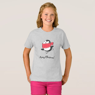 God jul Cute Lycklig Penguin Ice Skating T Shirt