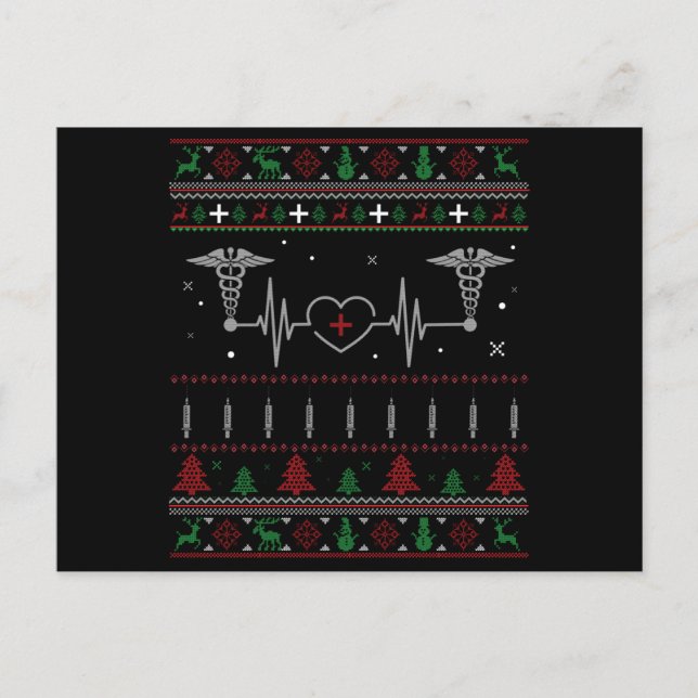 God jul Cute Medical Nurse Ugly jul Vykort (Framsida)